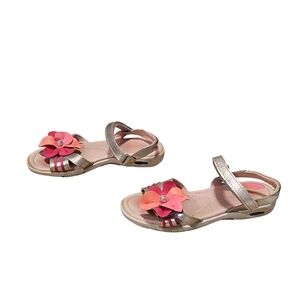 Stride Rite Pink/Silver Sandals w/Flower Accent